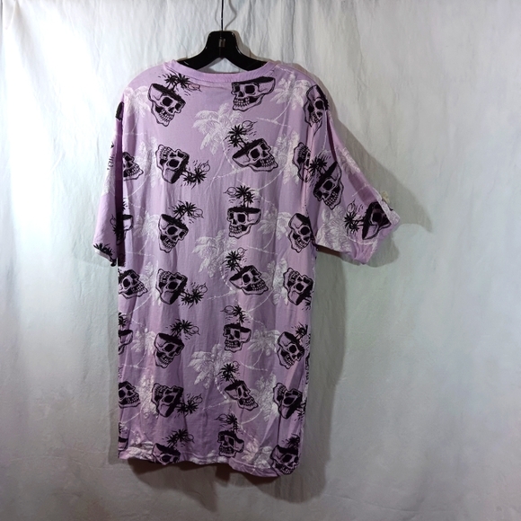 WXYZ Mens Large Graphic T-Shirt Purple Lavender Skulls Palm Tree - Picture 3 of 7